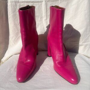 Zara Hot Pink Heeled Boots Booties